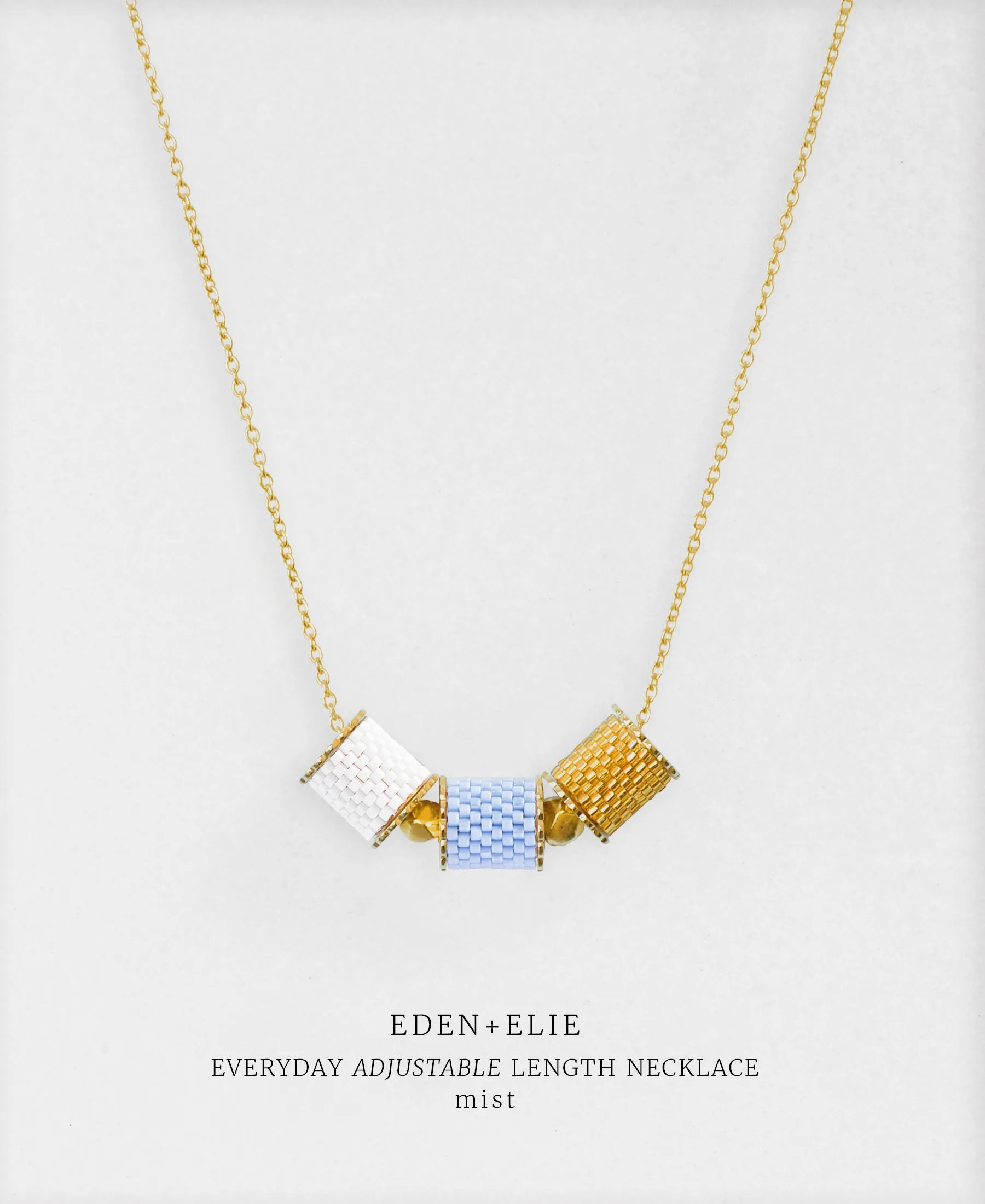 EDEN   ELIE Everyday Adjustable Length Necklace   Bangle Set - mist blue