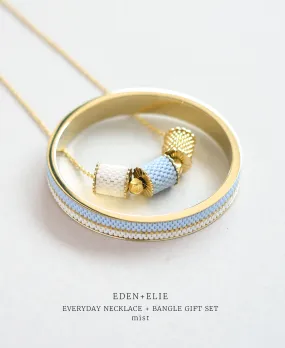 EDEN   ELIE Everyday Adjustable Length Necklace   Bangle Set - mist blue