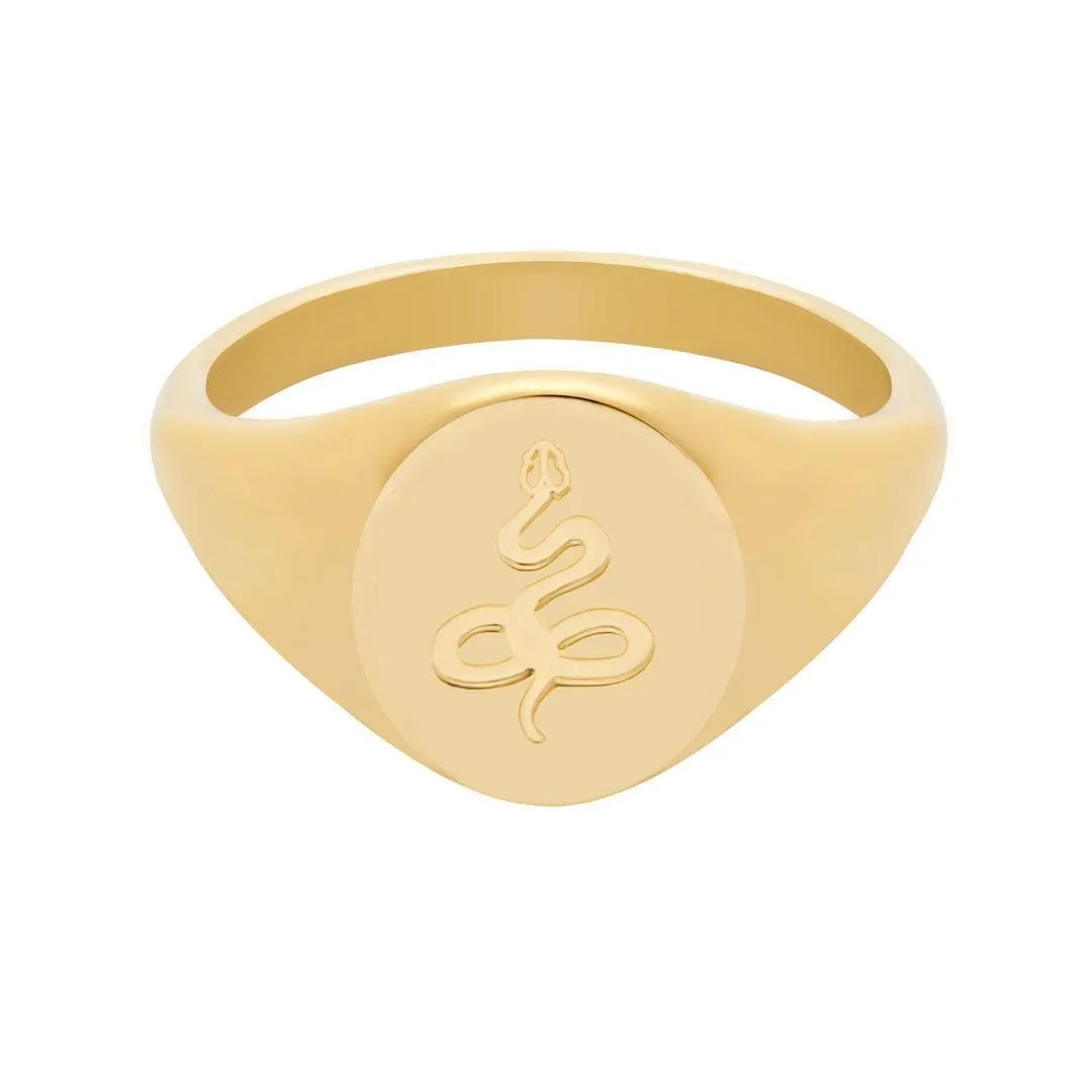 Embellished Snake Signet Ring