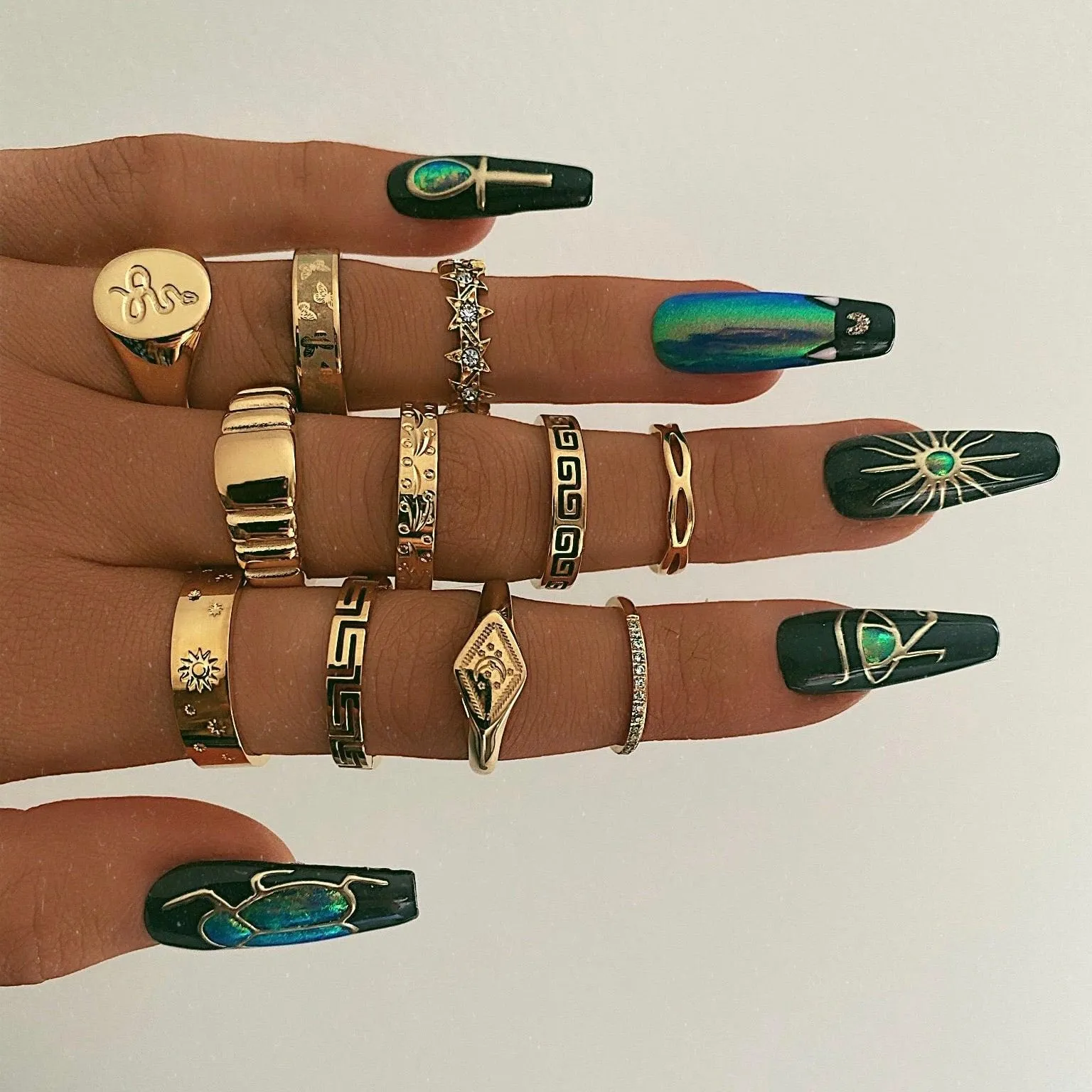 Embellished Snake Signet Ring