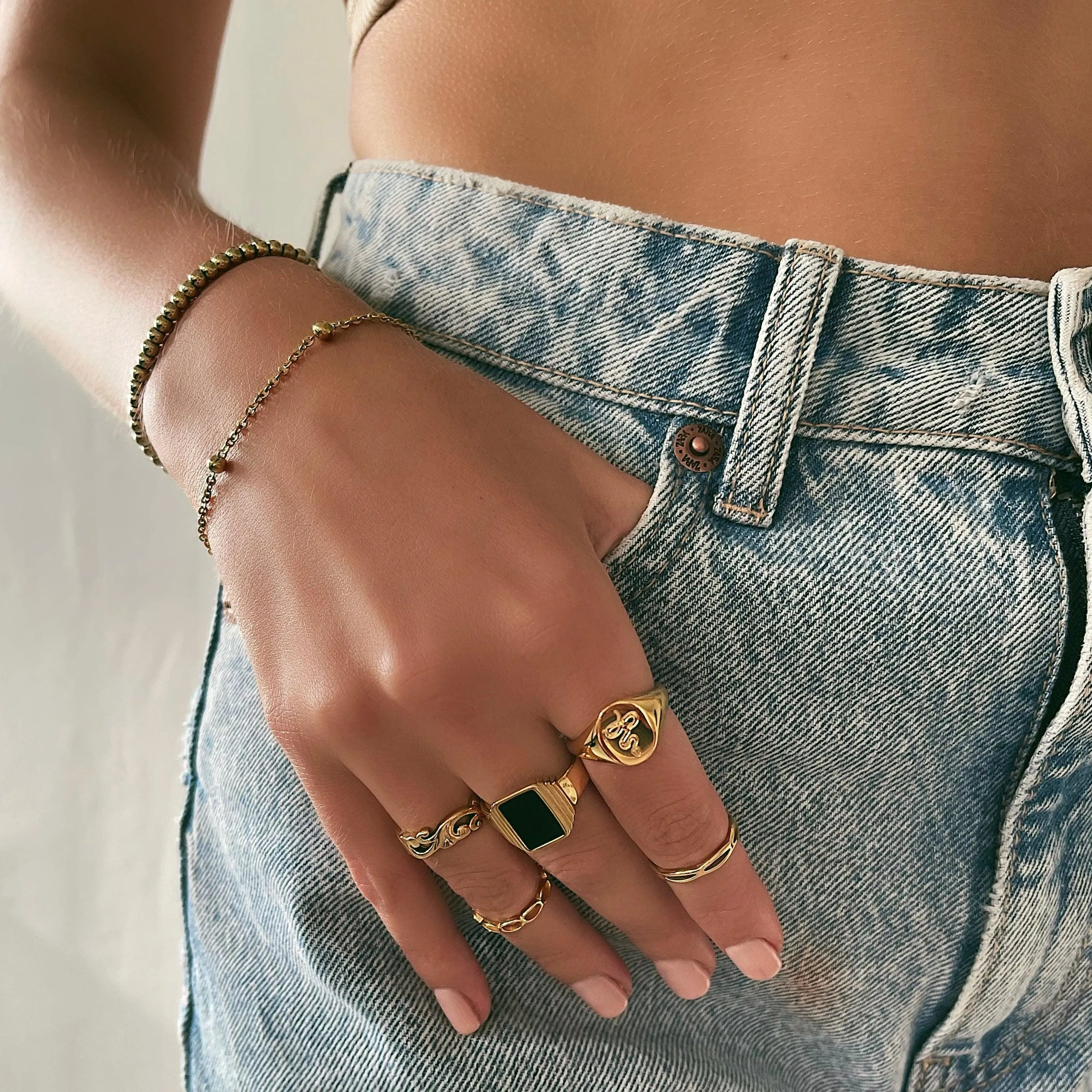 Embellished Snake Signet Ring