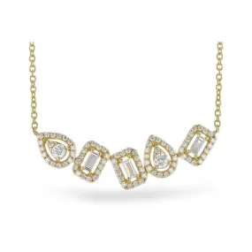 Emerald & Round Brilliant Cut Diamond Halo Necklace