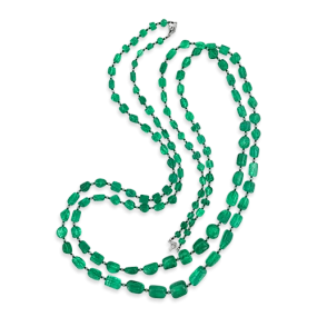 Emerald Bead & Diamond Necklace