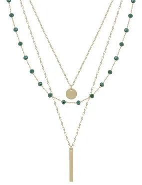 Emerald Crystal & Bar Necklace