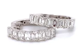 Emerald Cut 3.11ctw Diamond Hoops
