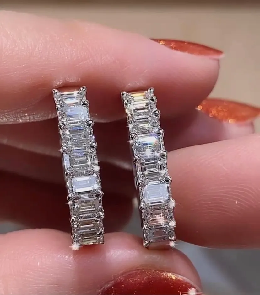 Emerald Cut 3.11ctw Diamond Hoops