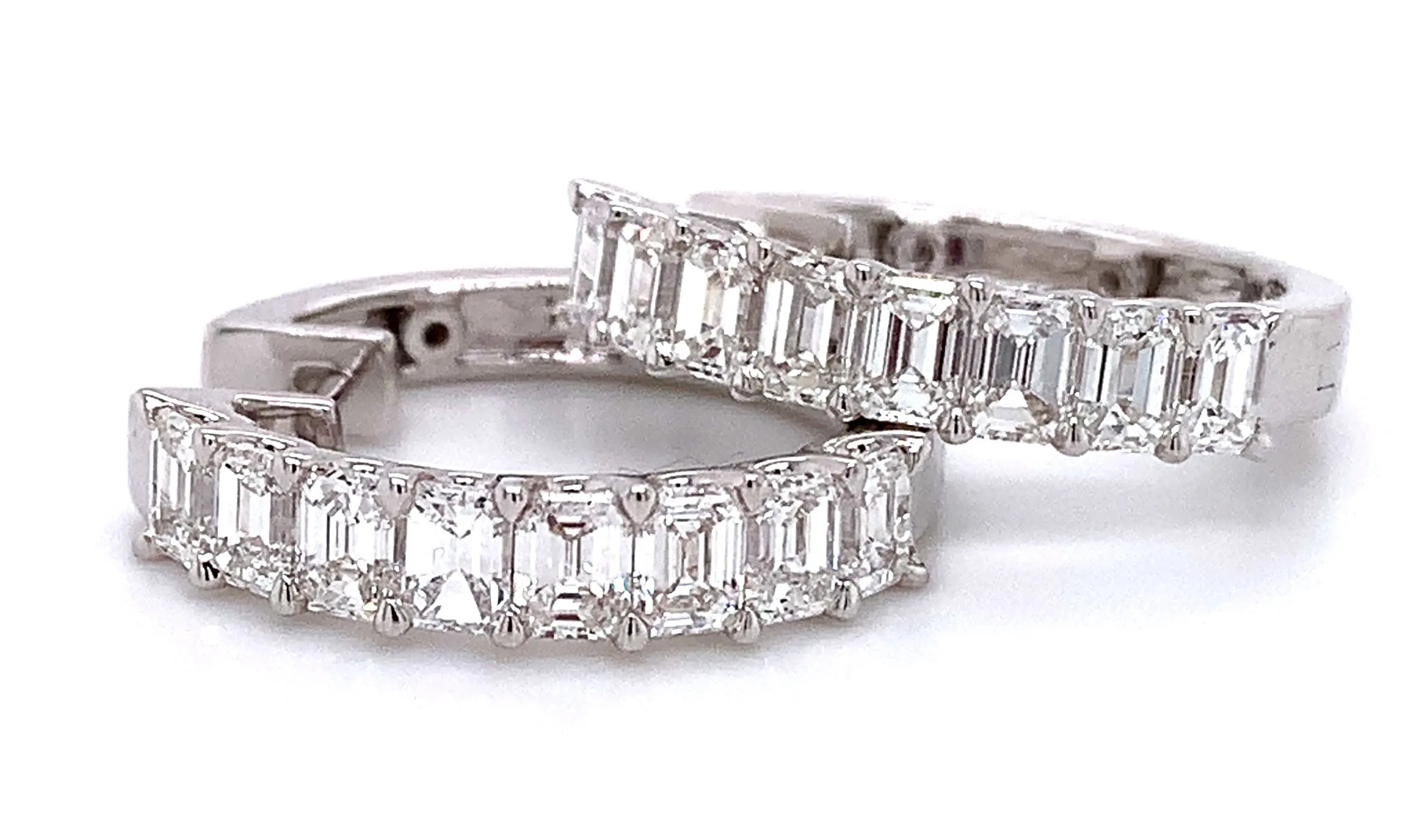 Emerald Cut 3.11ctw Diamond Hoops