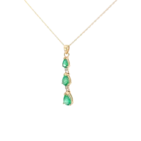 Emerald Diamond Dangle Pendant Necklace