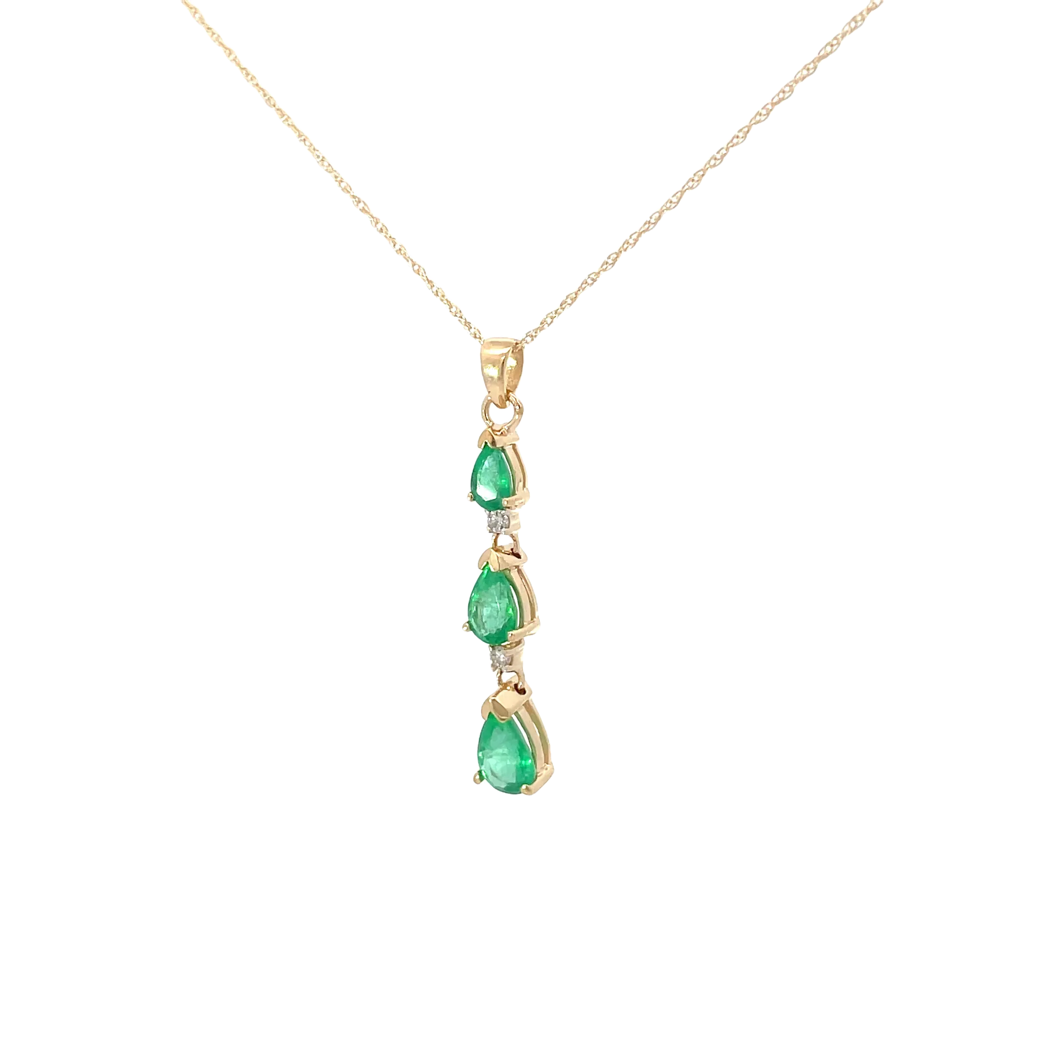 Emerald Diamond Dangle Pendant Necklace