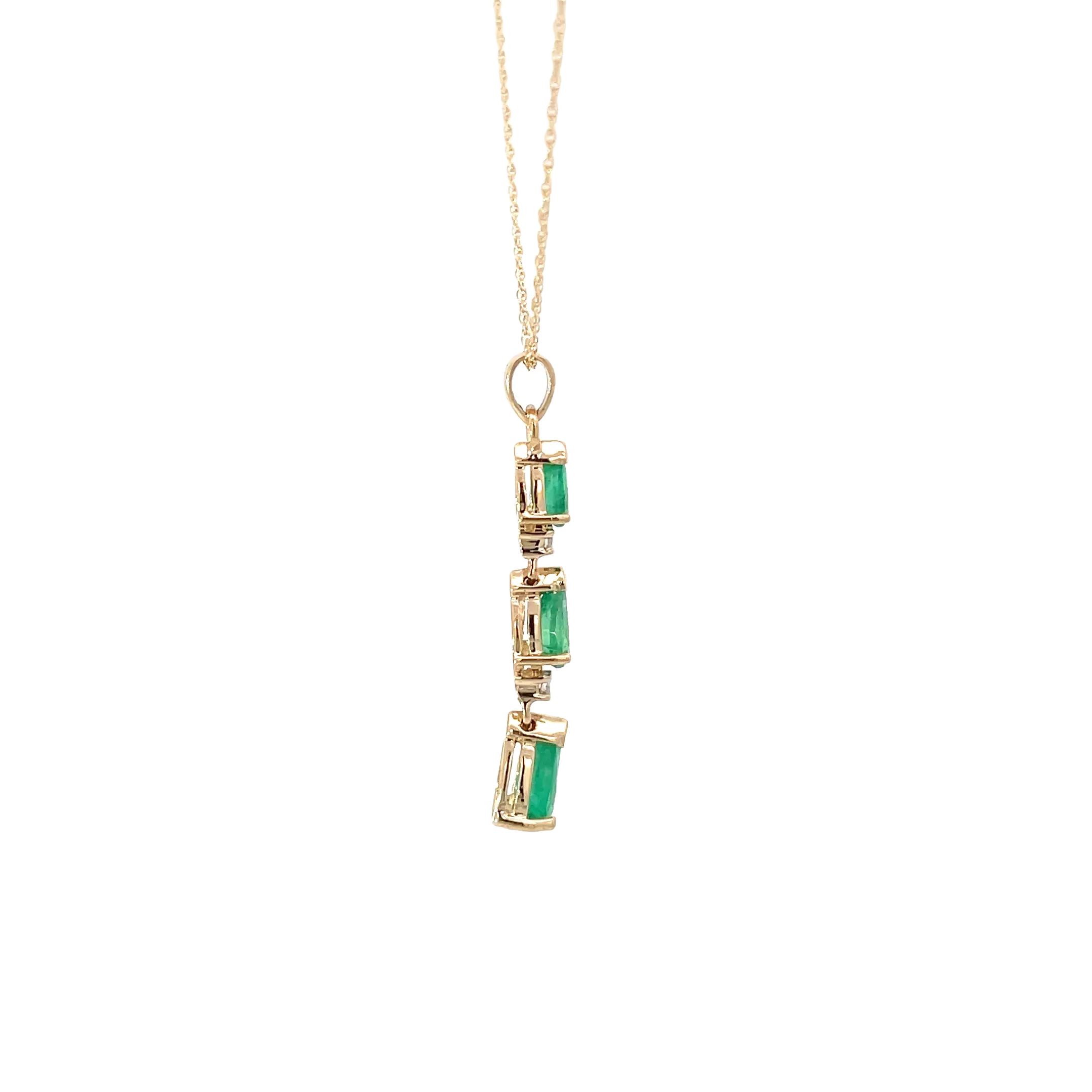Emerald Diamond Dangle Pendant Necklace
