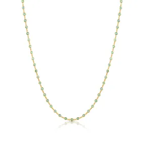 Emerald Round Necklace In 18K Yellow Gold
