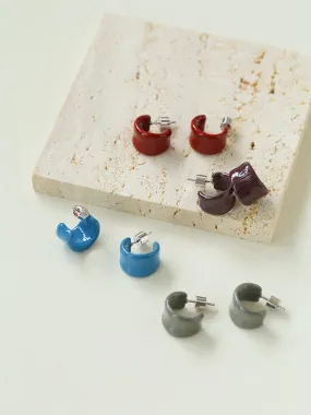 Enamel Candy Color C-Huggie Earrings