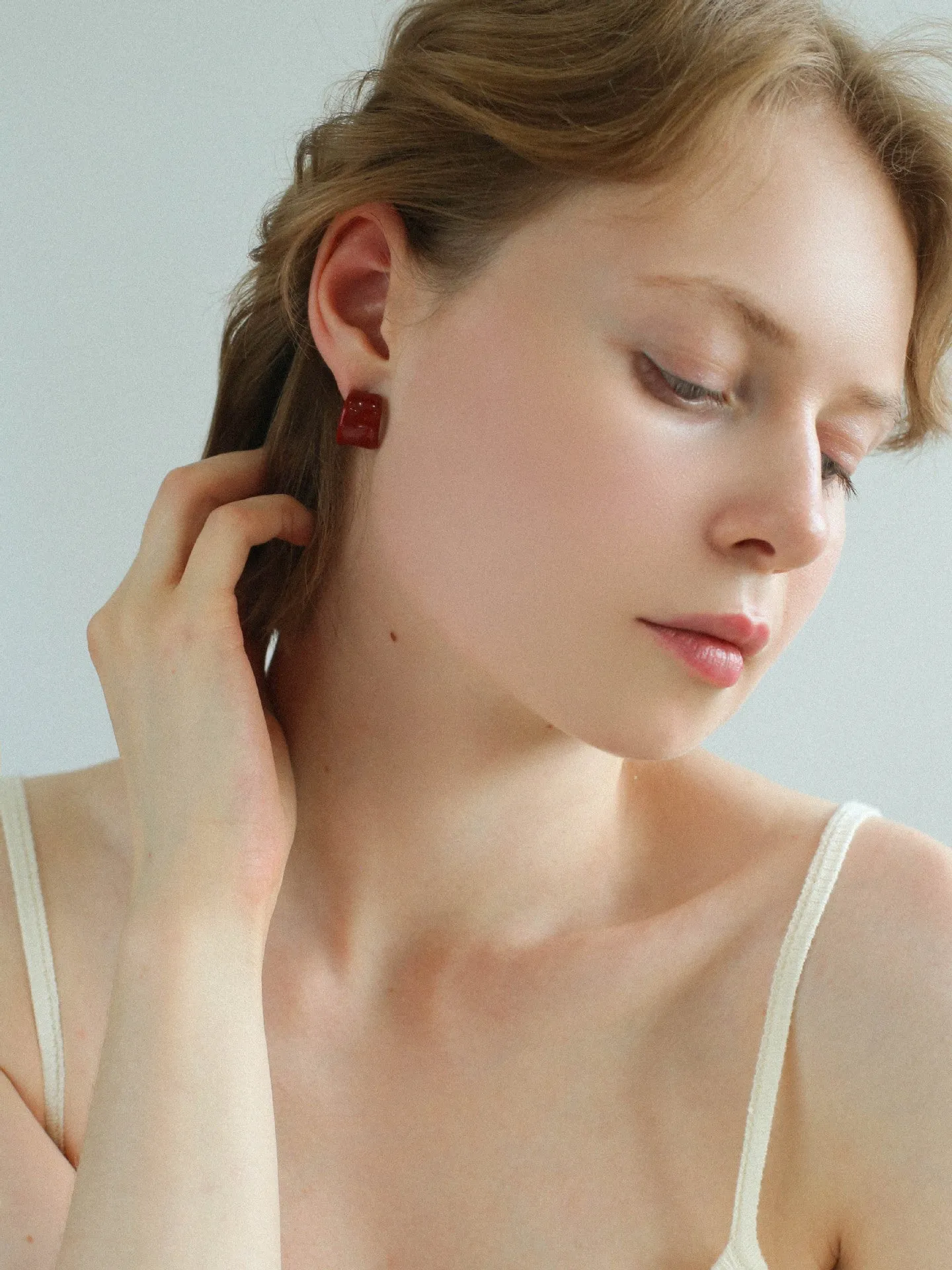 Enamel Candy Color C-Huggie Earrings