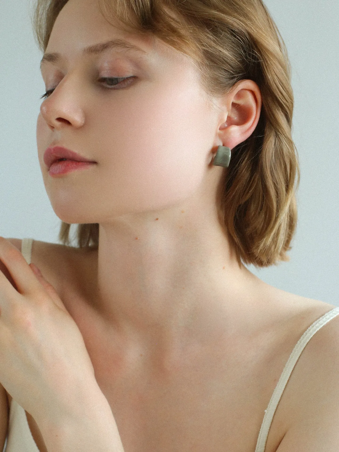 Enamel Candy Color C-Huggie Earrings