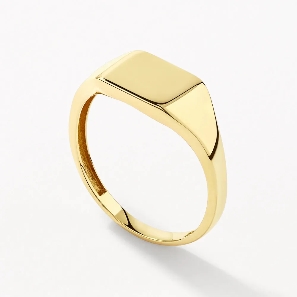 Engravable Rectangle Signet Pinky Ring in 10k Gold
