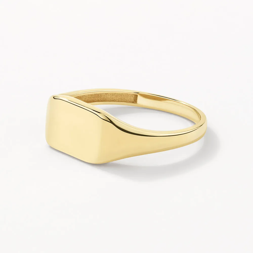 Engravable Rectangle Signet Pinky Ring in 10k Gold