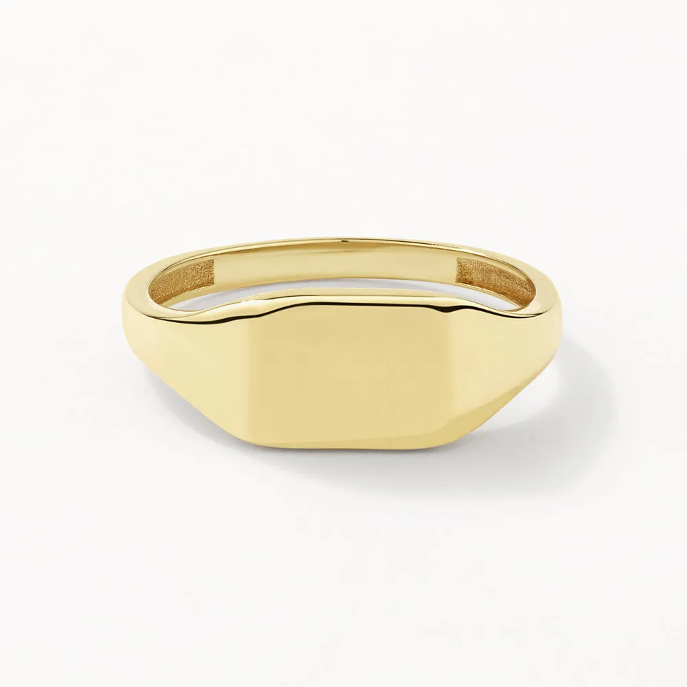 Engravable Rectangle Signet Pinky Ring in 10k Gold