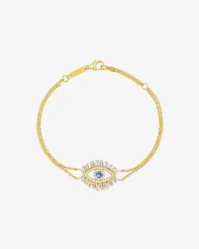 Evil Eye Midi Light Blue Sapphire Half Pavé Bracelet