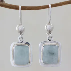 Fair Trade Mint Green Jade and Silver Earrings - Maya Mint | NOVICA