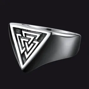 FaithHeart Stainless Steel Viking Valknut Signet Ring for Men