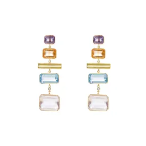 Five Drop Deconstructed Rainbow Editorial Earrings