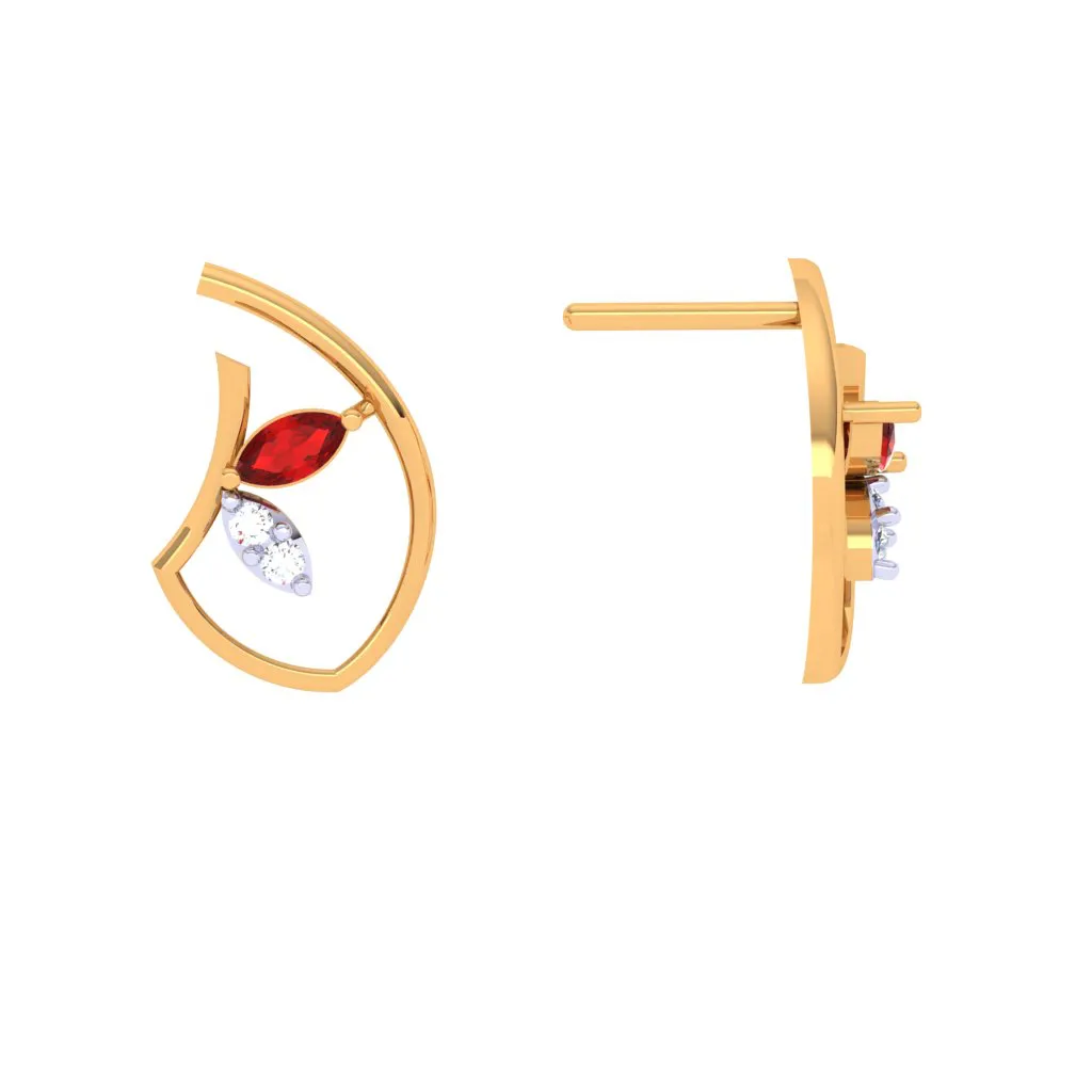 Flower Inspired Gold Diamond Earrings