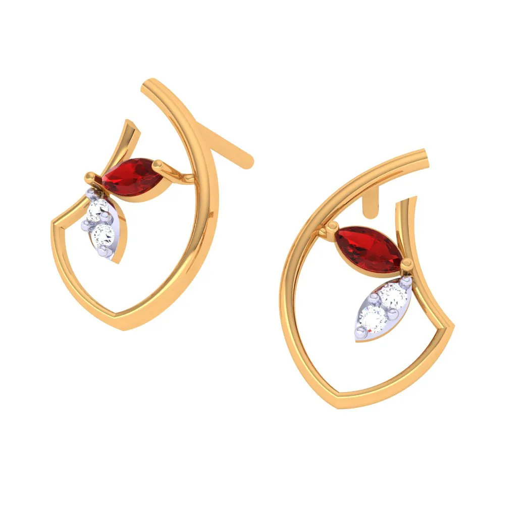 Flower Inspired Gold Diamond Earrings