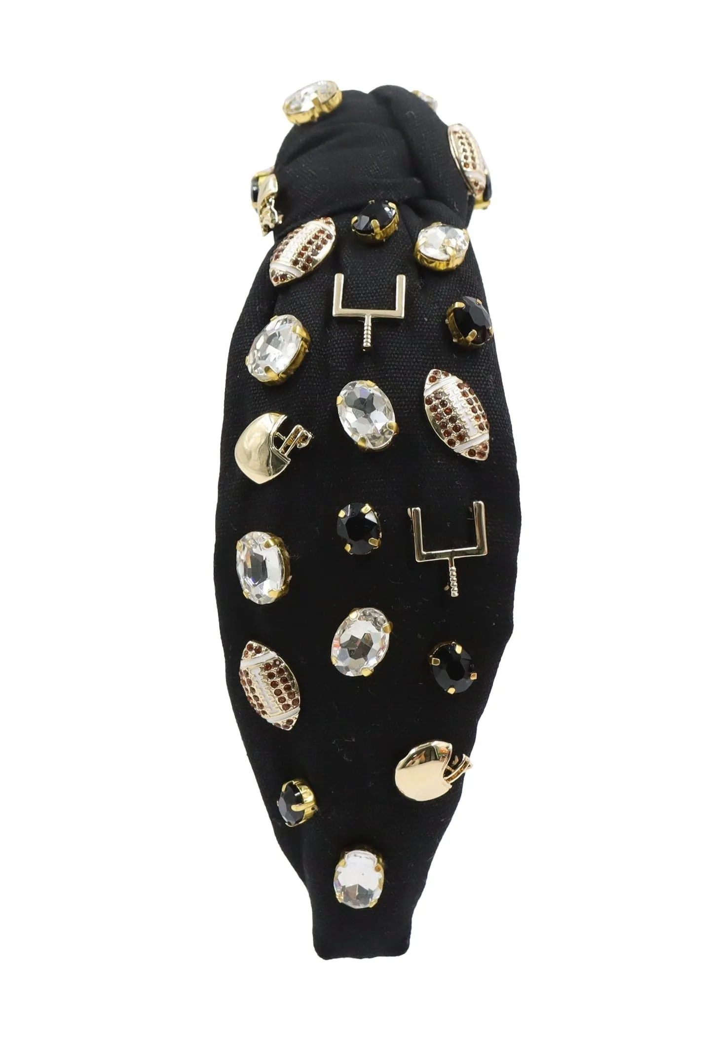 Football Jeweled Knot Headband (Black)
