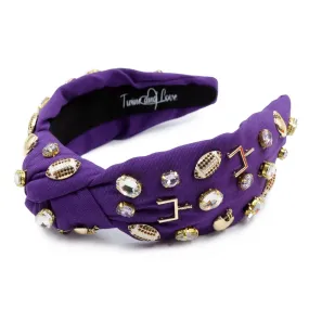 Football Jeweled Knot Headband (Purple)