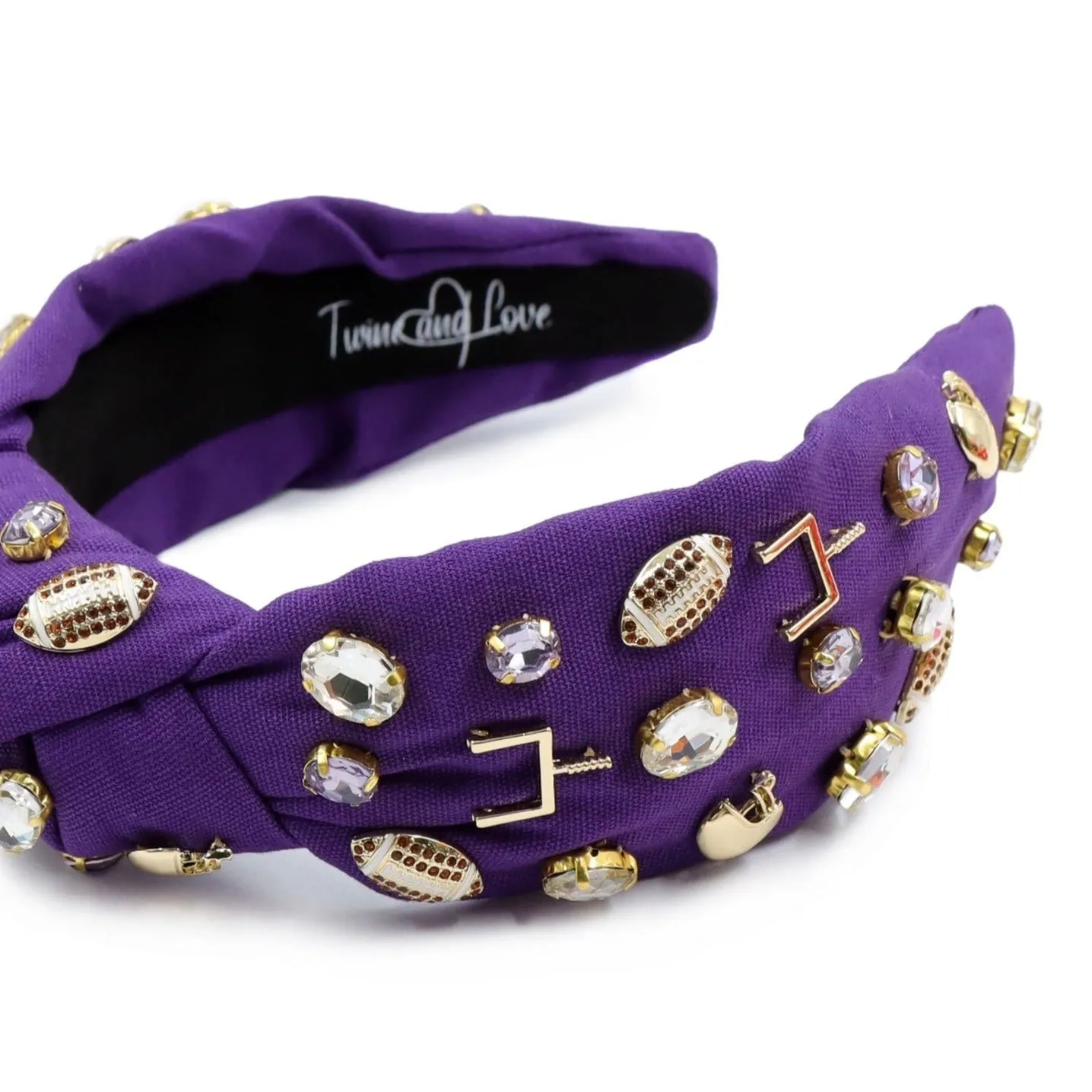 Football Jeweled Knot Headband (Purple)