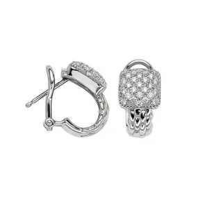 Fope 18K White Gold Vendome J Hoop Pave Diamond Earrings