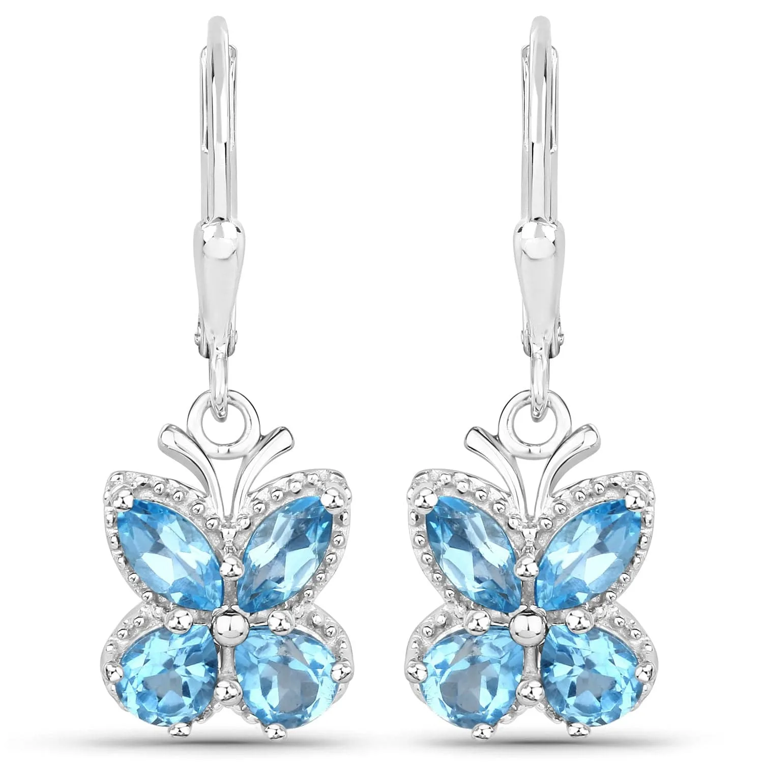 Gemstone Butterfly Earrings in Sterling Silver-Amethyst, Garnet, Peridot or Topaz