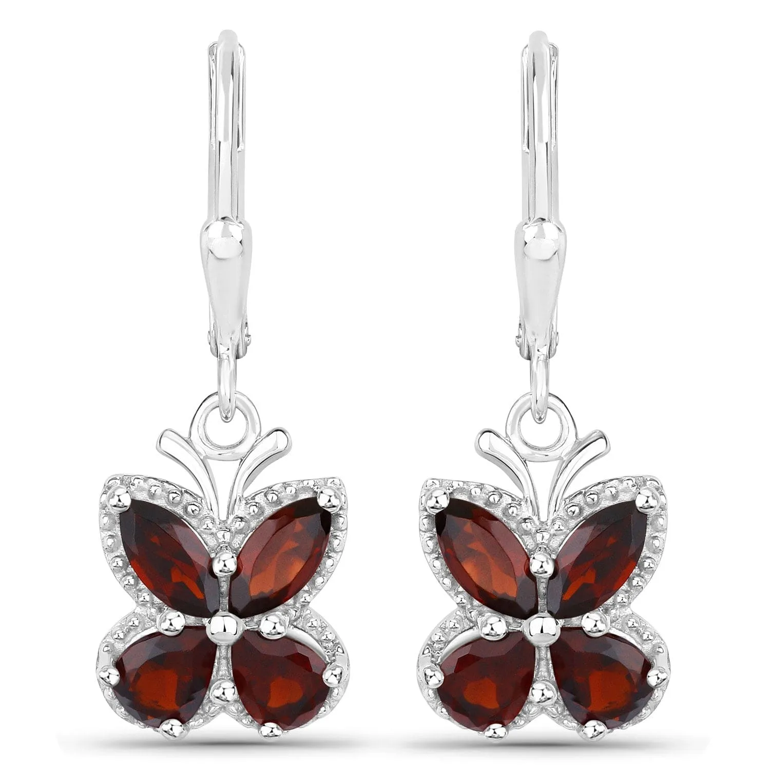 Gemstone Butterfly Earrings in Sterling Silver-Amethyst, Garnet, Peridot or Topaz