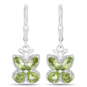 Gemstone Butterfly Earrings in Sterling Silver-Amethyst, Garnet, Peridot or Topaz