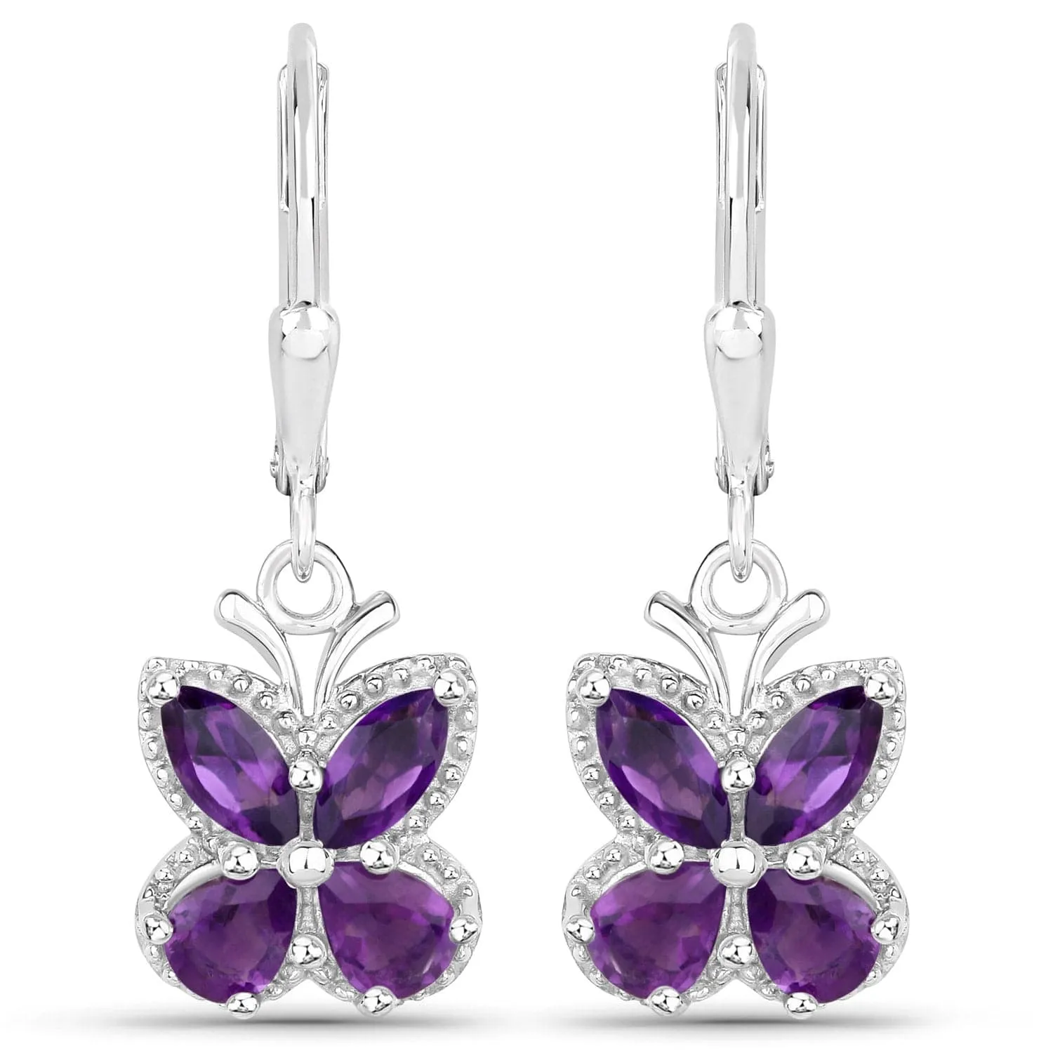 Gemstone Butterfly Earrings in Sterling Silver-Amethyst, Garnet, Peridot or Topaz
