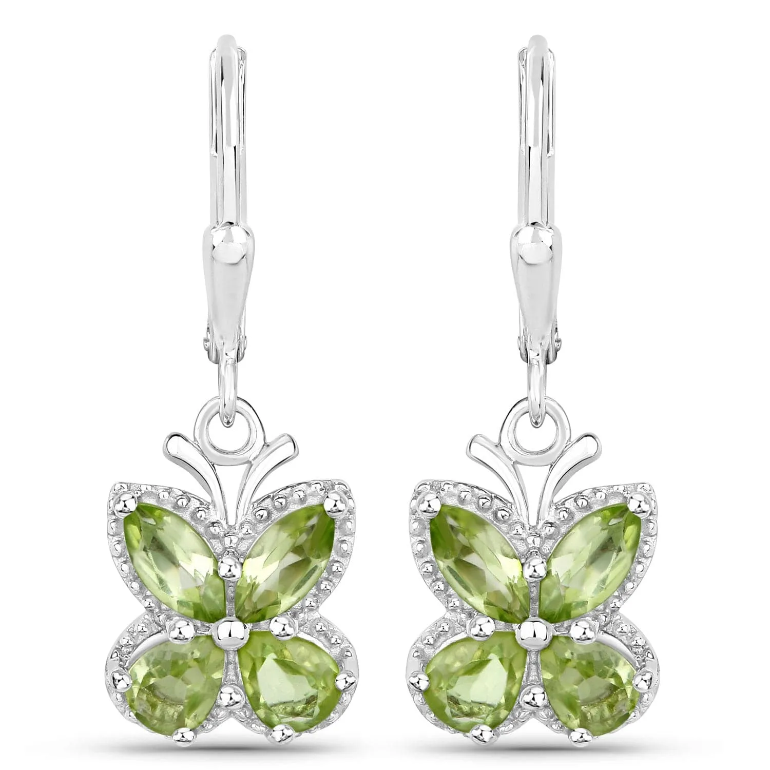 Gemstone Butterfly Earrings in Sterling Silver-Amethyst, Garnet, Peridot or Topaz
