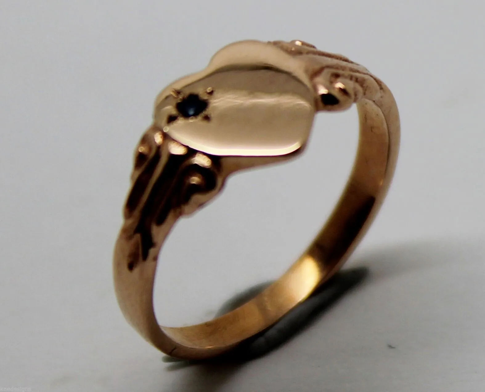 Genuine 9ct Yellow, Rose or White Gold Blue Sapphire Heart Signet Ring