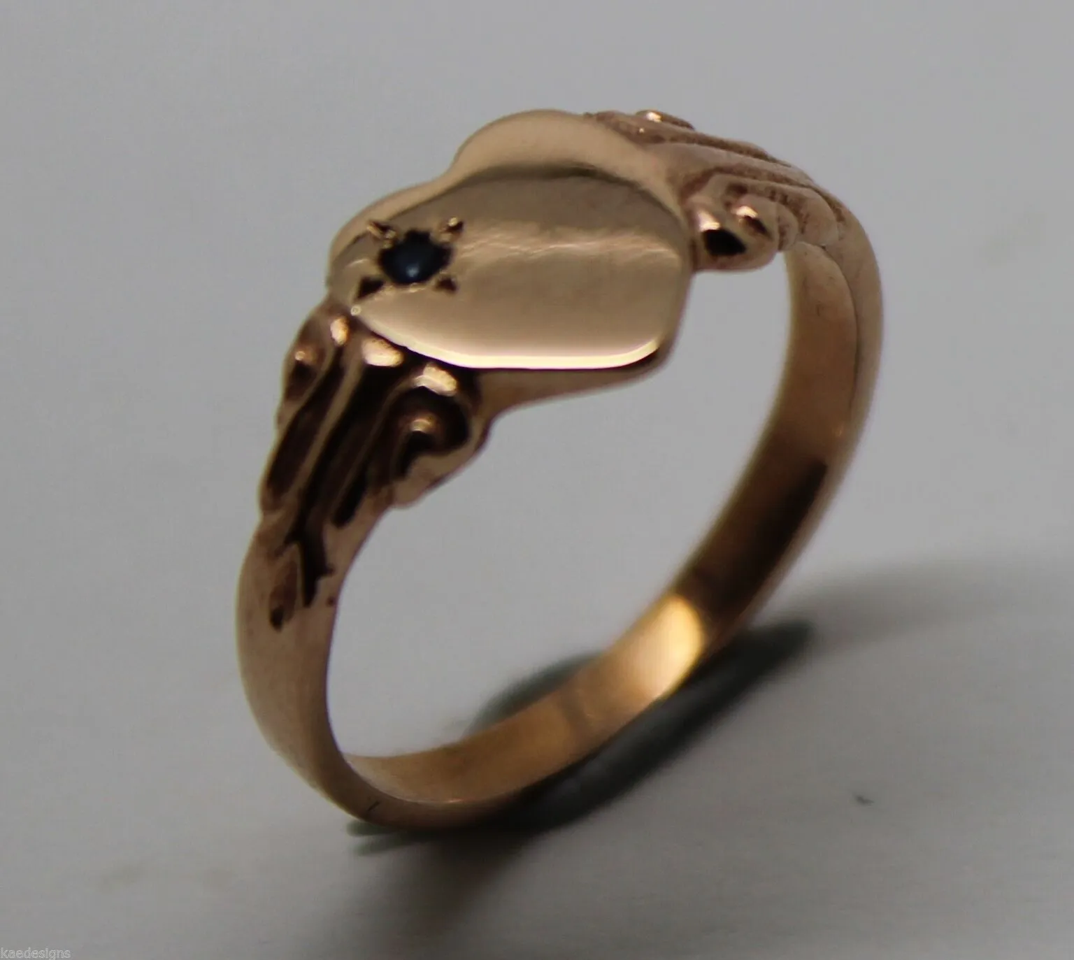 Genuine 9ct Yellow, Rose or White Gold Blue Sapphire Heart Signet Ring