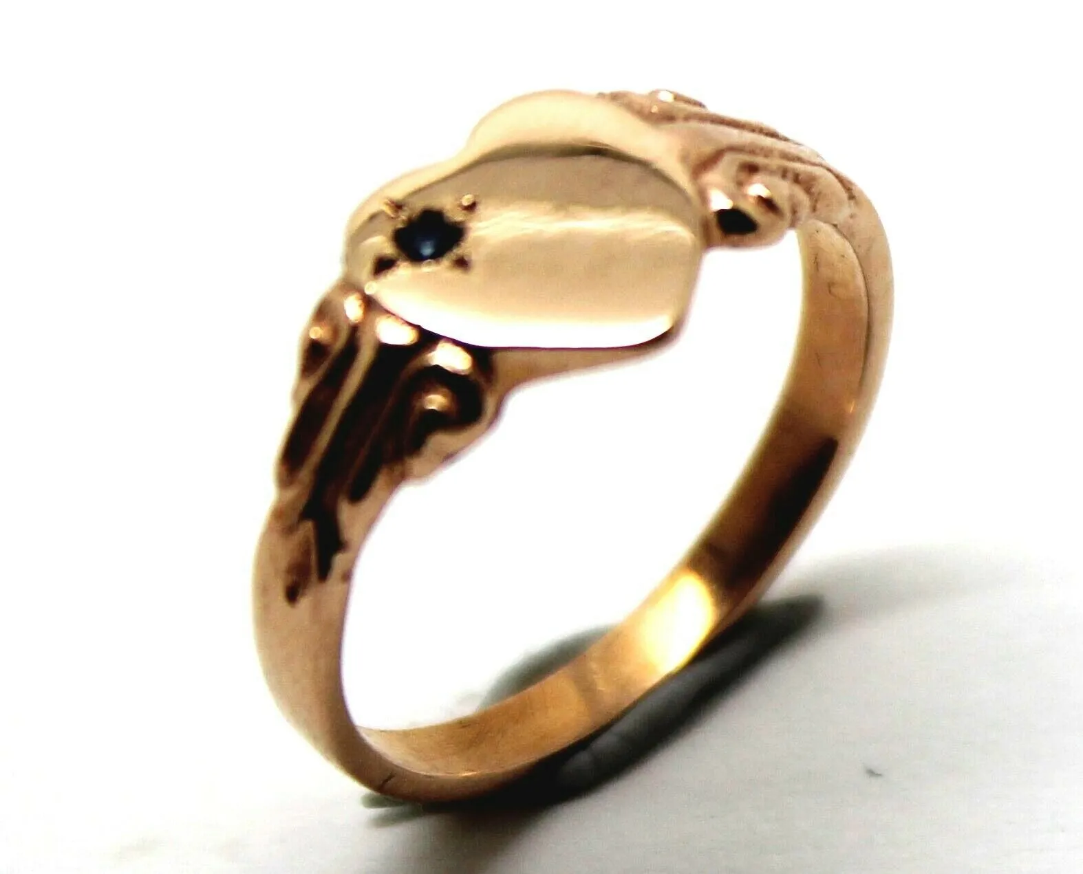 Genuine 9ct Yellow, Rose or White Gold Blue Sapphire Heart Signet Ring