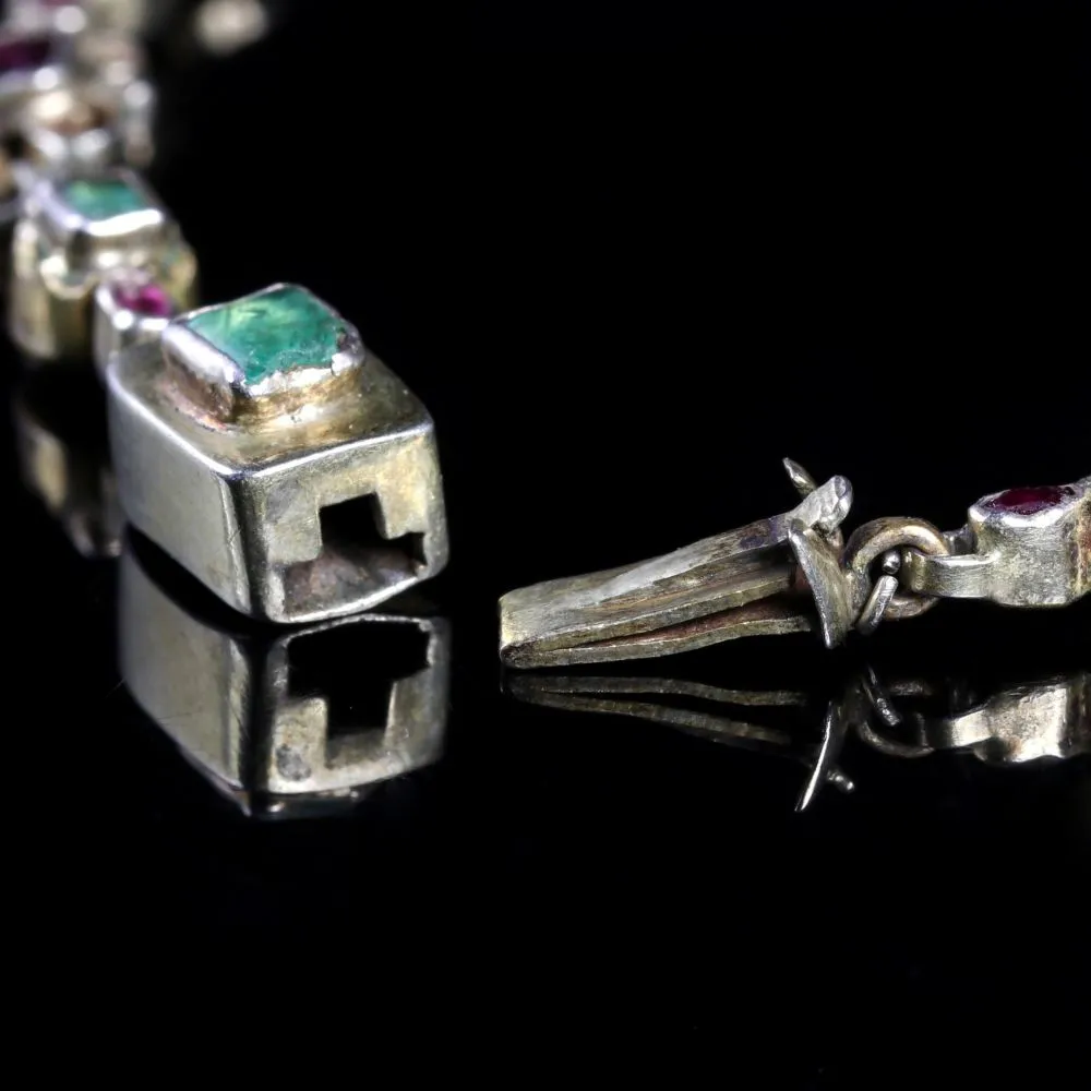 Georgian Renaissance Emerald Ruby Garnet Necklace Circa 1750