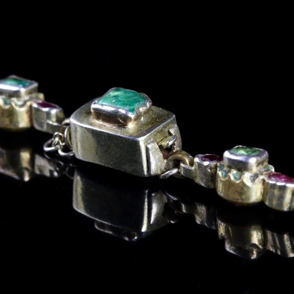 Georgian Renaissance Emerald Ruby Garnet Necklace Circa 1750