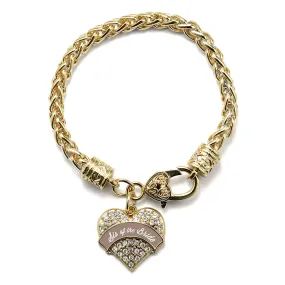 Gold Brown and White Sis of the Bride Pave Heart Charm Braided Bracelet