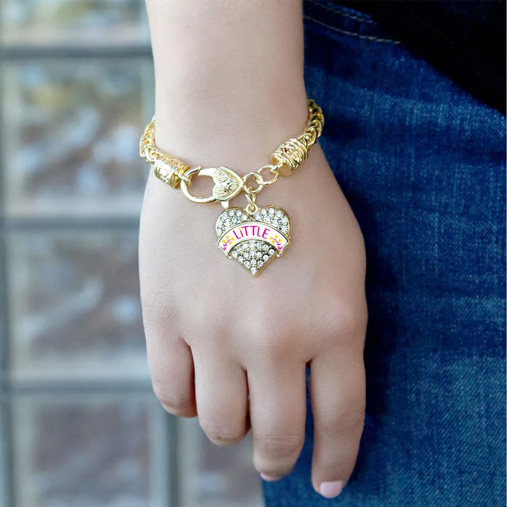Gold Fuchsia and Yellow Little Pave Heart Charm Braided Bracelet
