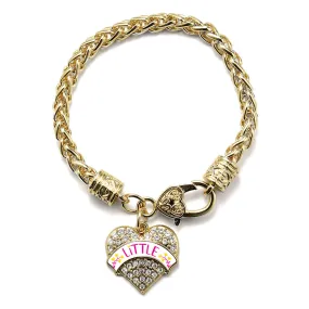 Gold Fuchsia and Yellow Little Pave Heart Charm Braided Bracelet