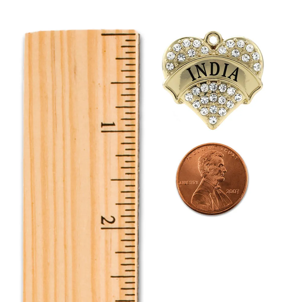 Gold India Pave Heart Charm Toggle Bracelet