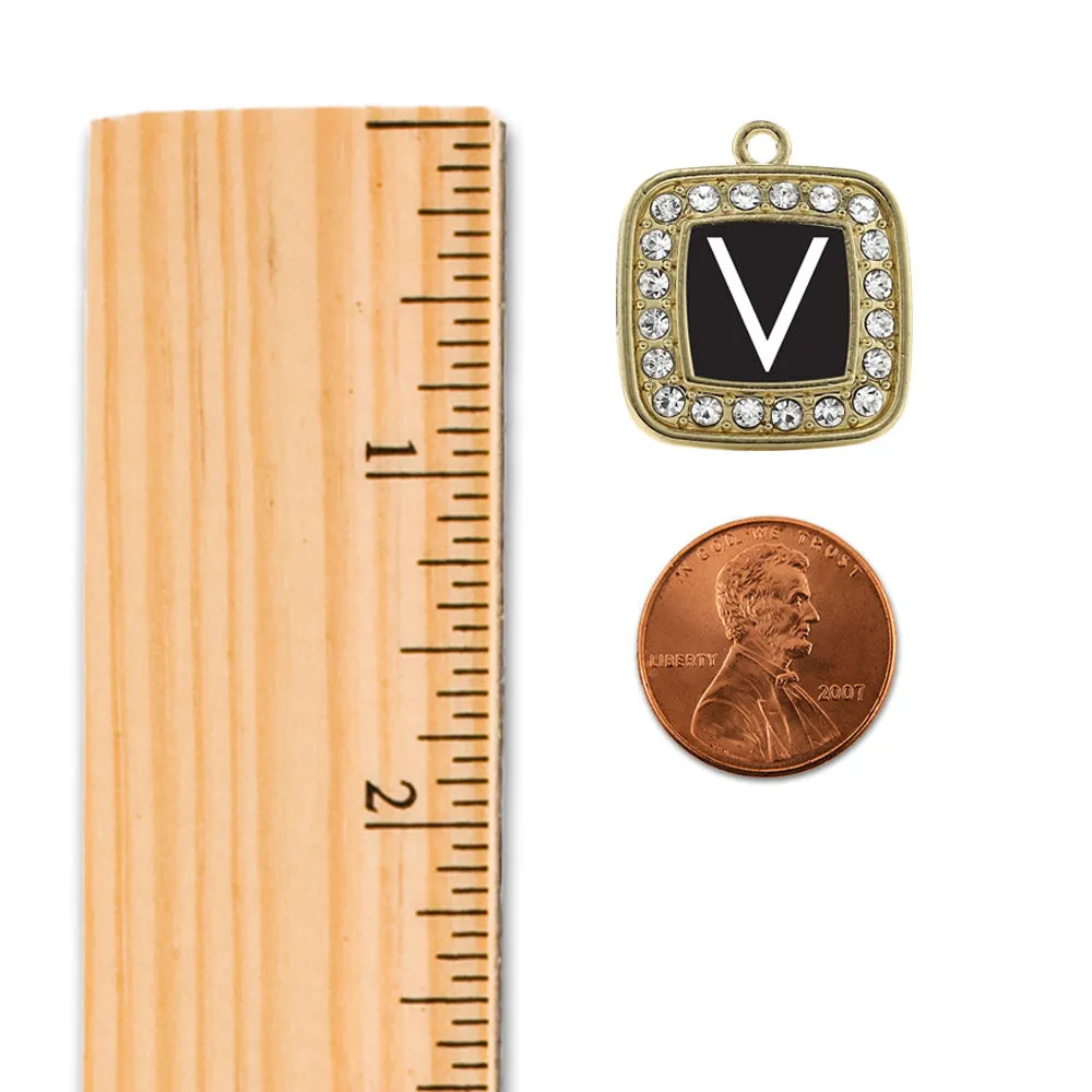 Gold My Initials - Letter V Square Charm Braided Bracelet
