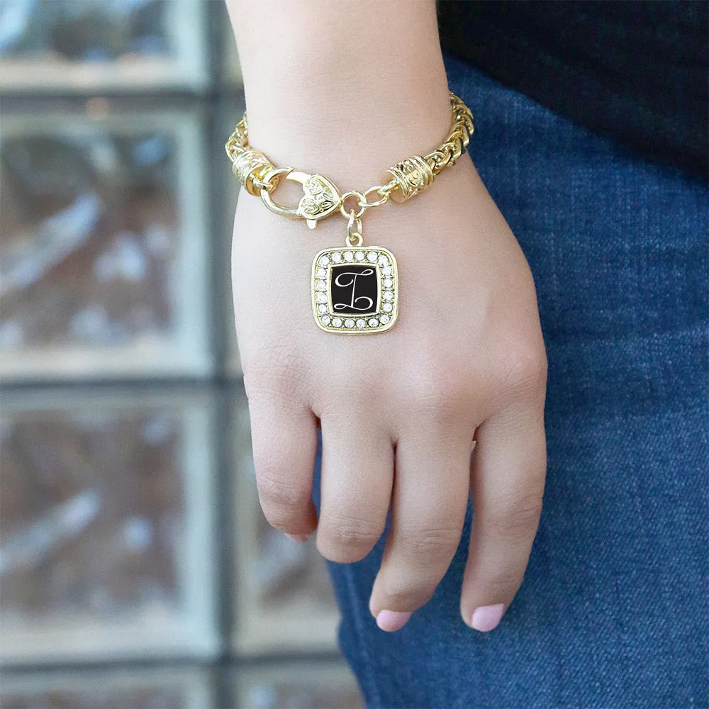 Gold My Script Initials - Letter I Square Charm Braided Bracelet