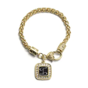 Gold My Script Initials - Letter I Square Charm Braided Bracelet