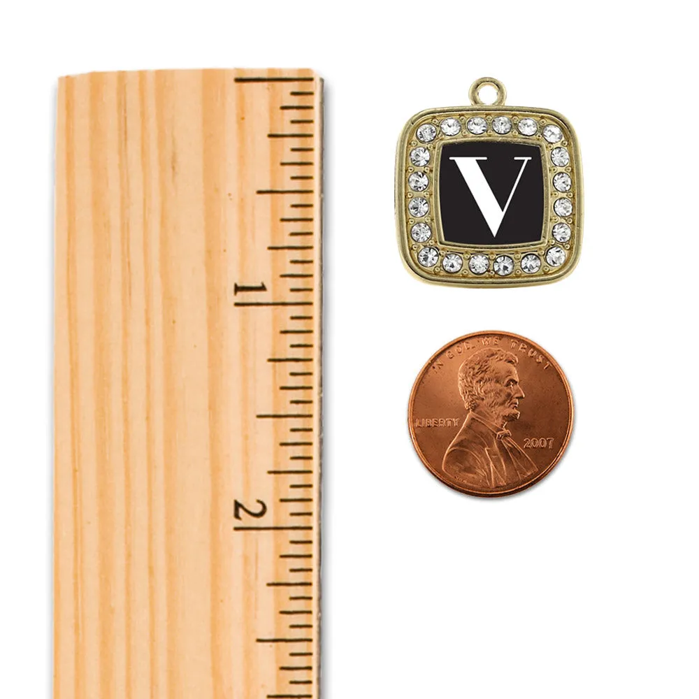 Gold My Vintage Initials - Letter V Square Charm Braided Bracelet