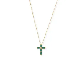 Gold Plated Green CZ Cross Pendant